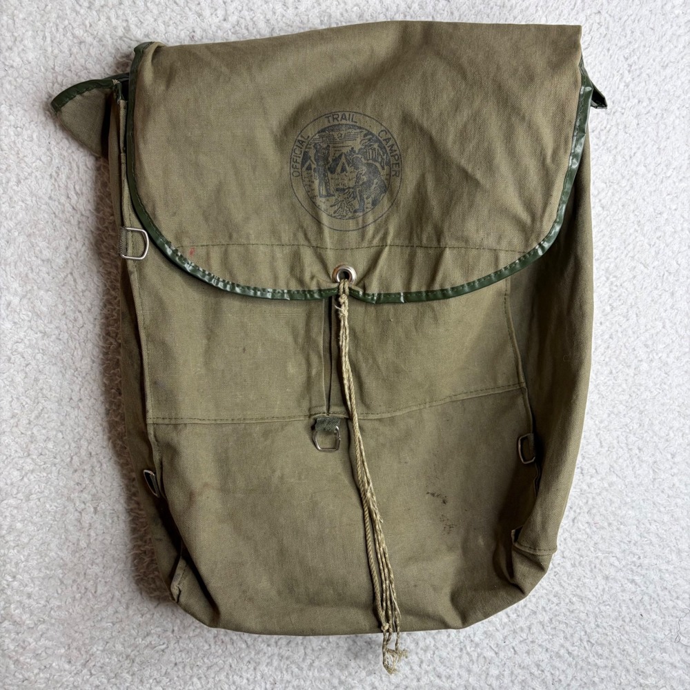 40s 50s Boy Scouts brown faded yucca camping backpack canvas outdoors